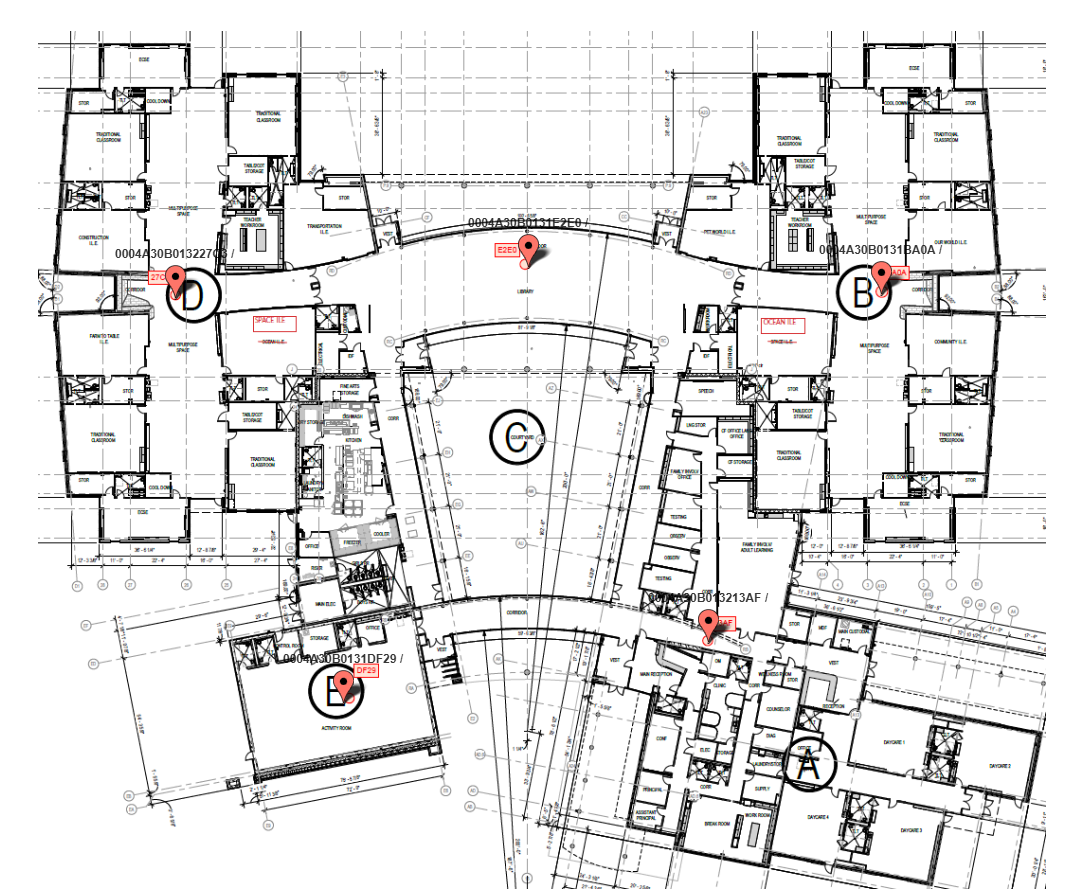 FinishSure floorplan monitoring view with multiple sensor zones